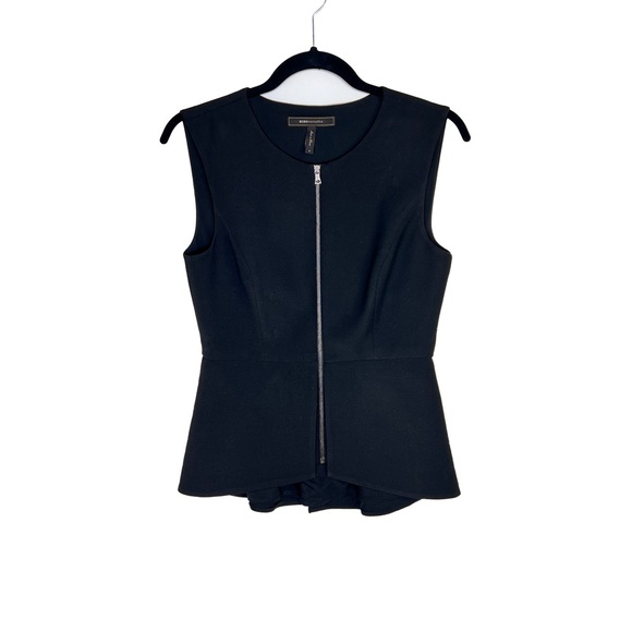 BCBG | ‘Abrielle’ Zip Front Sleeveless Black Peplum Top | Size S, fits like M - Picture 5 of 9